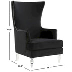 Fauteuil d'appoint dossier haut en velours, 1 place | Marine / Vert forêt / Bleu clair / Taupe pâle / Noir / Argent clair