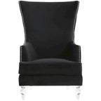 Fauteuil d'appoint dossier haut en velours, 1 place | Marine / Vert forêt / Bleu clair / Taupe pâle / Noir / Argent clair