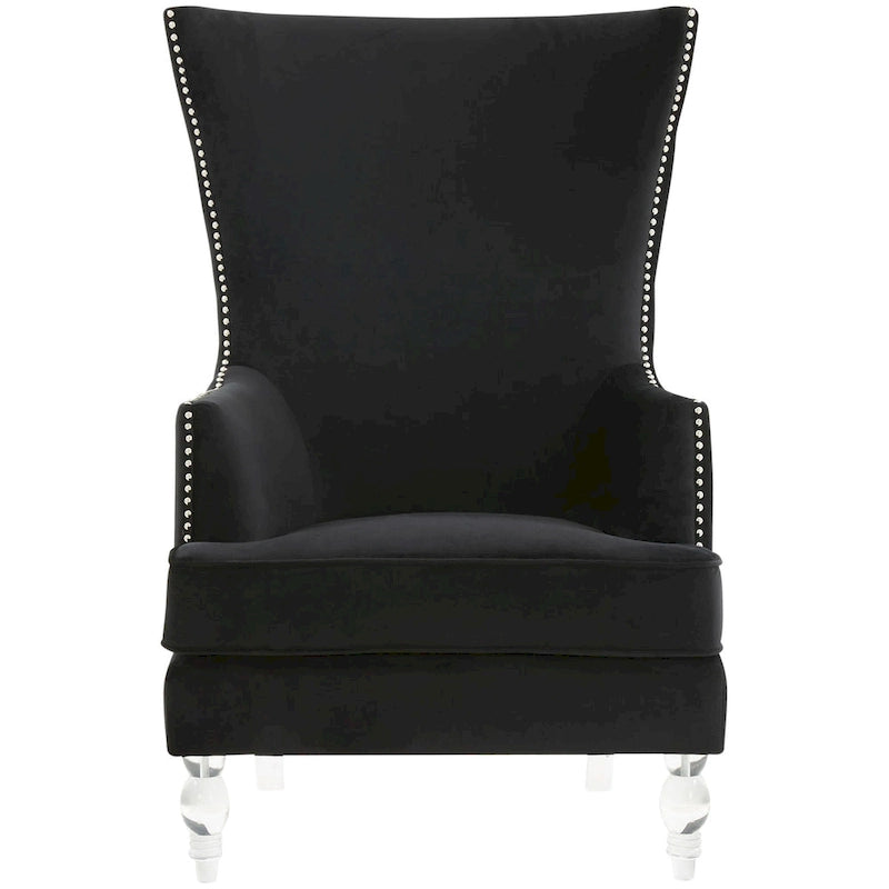 Fauteuil d'appoint dossier haut en velours, 1 place | Marine / Vert forêt / Bleu clair / Taupe pâle / Noir / Argent clair
