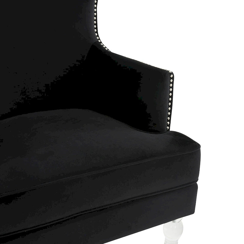Fauteuil d'appoint dossier haut en velours, 1 place | Marine / Vert forêt / Bleu clair / Taupe pâle / Noir / Argent clair