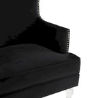 Fauteuil d'appoint dossier haut en velours, 1 place | Marine / Vert forêt / Bleu clair / Taupe pâle / Noir / Argent clair