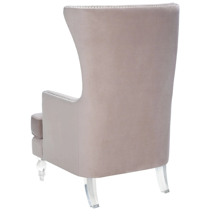 Fauteuil d'appoint dossier haut en velours, 1 place | Marine / Vert forêt / Bleu clair / Taupe pâle / Noir / Argent clair