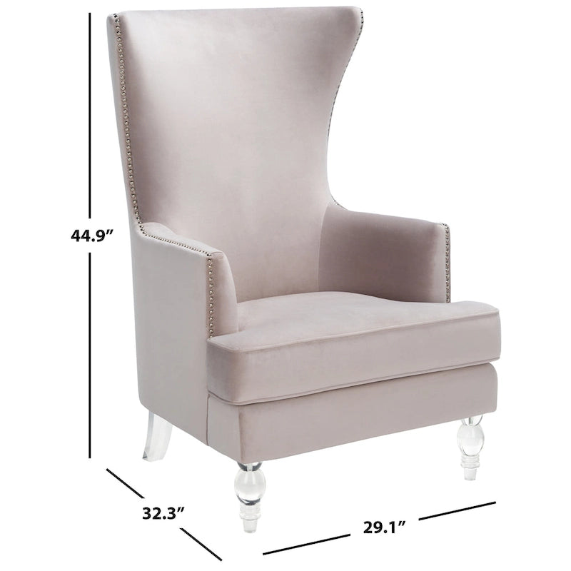 Fauteuil d'appoint dossier haut en velours, 1 place | Marine / Vert forêt / Bleu clair / Taupe pâle / Noir / Argent clair