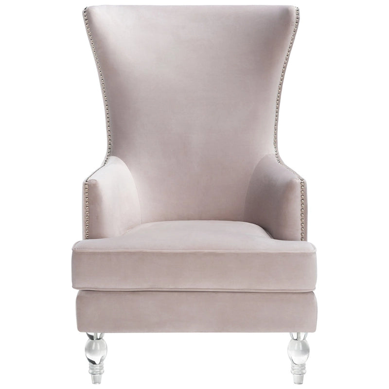 Fauteuil d'appoint dossier haut en velours, 1 place | Marine / Vert forêt / Bleu clair / Taupe pâle / Noir / Argent clair