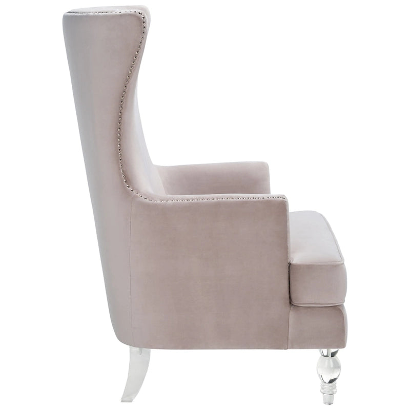 Fauteuil d'appoint dossier haut en velours, 1 place | Marine / Vert forêt / Bleu clair / Taupe pâle / Noir / Argent clair