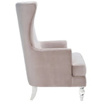 Fauteuil d'appoint dossier haut en velours, 1 place | Marine / Vert forêt / Bleu clair / Taupe pâle / Noir / Argent clair