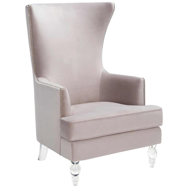 Fauteuil d'appoint dossier haut en velours, 1 place | Marine / Vert forêt / Bleu clair / Taupe pâle / Noir / Argent clair
