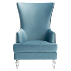 Fauteuil d'appoint dossier haut en velours, 1 place | Marine / Vert forêt / Bleu clair / Taupe pâle / Noir / Argent clair