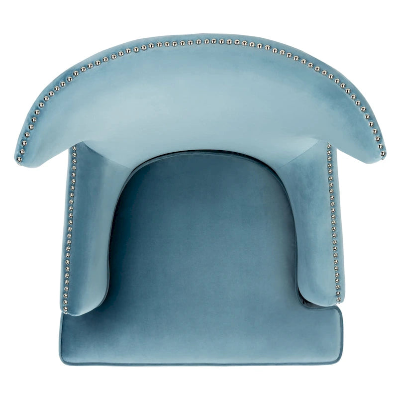 Fauteuil d'appoint dossier haut en velours, 1 place | Marine / Vert forêt / Bleu clair / Taupe pâle / Noir / Argent clair