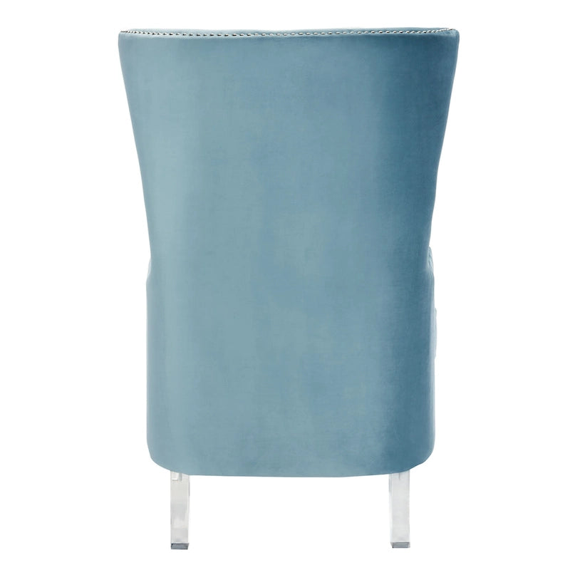 Fauteuil d'appoint dossier haut en velours, 1 place | Marine / Vert forêt / Bleu clair / Taupe pâle / Noir / Argent clair