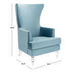 Fauteuil d'appoint dossier haut en velours, 1 place | Marine / Vert forêt / Bleu clair / Taupe pâle / Noir / Argent clair