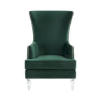 Fauteuil d'appoint dossier haut en velours, 1 place | Marine / Vert forêt / Bleu clair / Taupe pâle / Noir / Argent clair