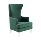 Fauteuil d'appoint dossier haut en velours, 1 place | Marine / Vert forêt / Bleu clair / Taupe pâle / Noir / Argent clair