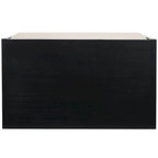 Banc de rangement avec cadre en noyer / bois laqué blanc / bois noir, siège en lin et PU, 2 places