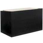 Banc de rangement avec cadre en noyer / bois laqué blanc / bois noir, siège en lin et PU, 2 places