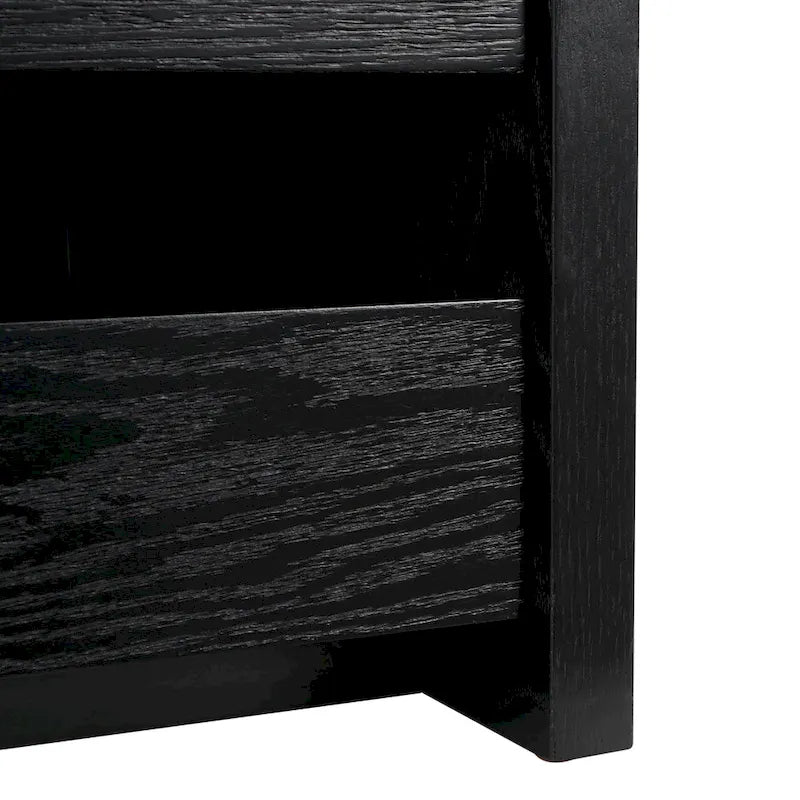 Banc de rangement avec cadre en noyer / bois laqué blanc / bois noir, siège en lin et PU, 2 places