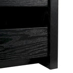 Banc de rangement avec cadre en noyer / bois laqué blanc / bois noir, siège en lin et PU, 2 places