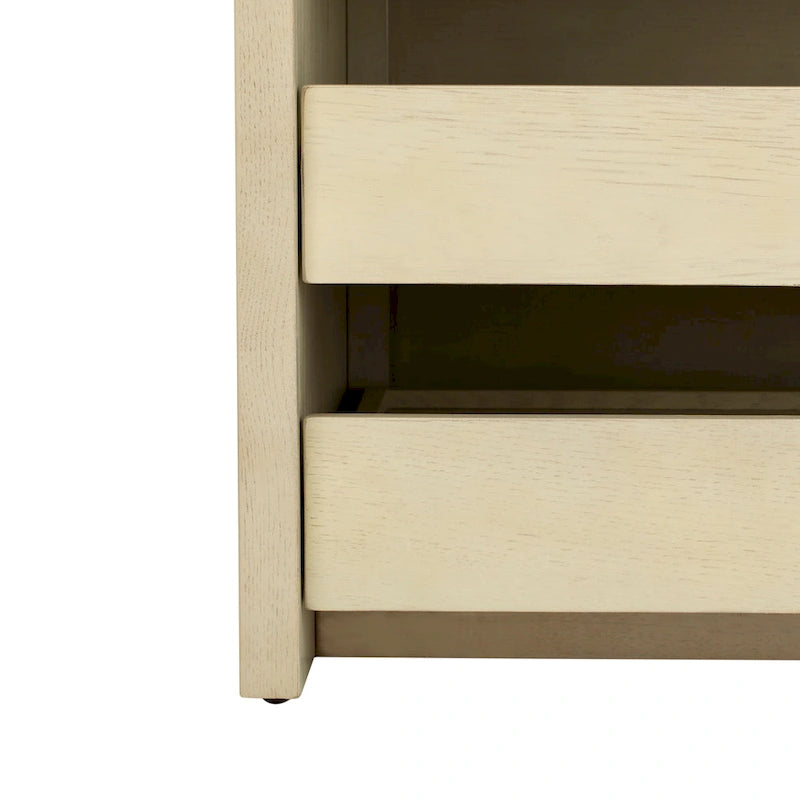 Banc de rangement avec cadre en noyer / bois laqué blanc / bois noir, siège en lin et PU, 2 places