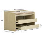 Banc de rangement avec cadre en noyer / bois laqué blanc / bois noir, siège en lin et PU, 2 places