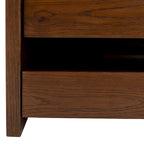 Banc de rangement avec cadre en noyer / bois laqué blanc / bois noir, siège en lin et PU, 2 places