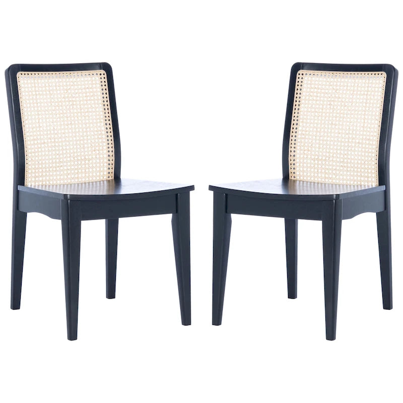 Chaise de salle à manger en rotin blanc/noir/marron/naturel, lot de 2