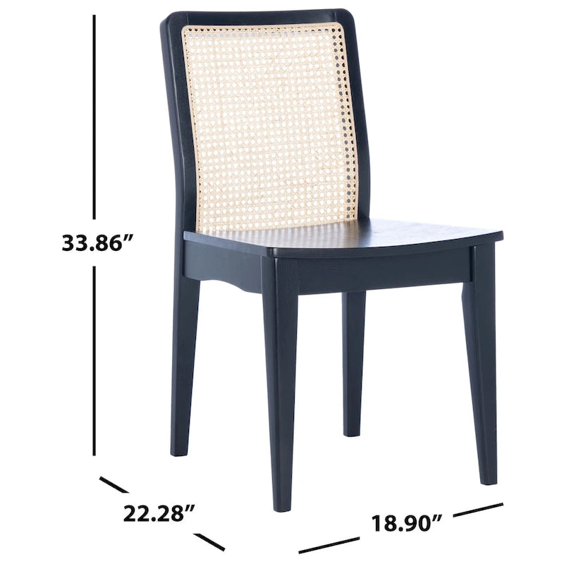 Chaise de salle à manger en rotin blanc/noir/marron/naturel, lot de 2