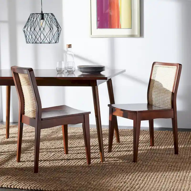 Chaise de salle à manger en rotin blanc/noir/marron/naturel, lot de 2