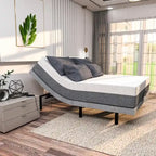 Renanim Zero Gravity Adjustable Bed Frame with 14 Memory Foam Mattress, Dual Massage, USB, Under Bed Light, Remote, App Control