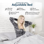 Sommier Réglable Gris avec Matelas en Mousse à Mémoire de Forme 35 cm à Gel Rafraîchissant, Double Massage, USB, Gravité Zéro, pour 1-2 Personnes