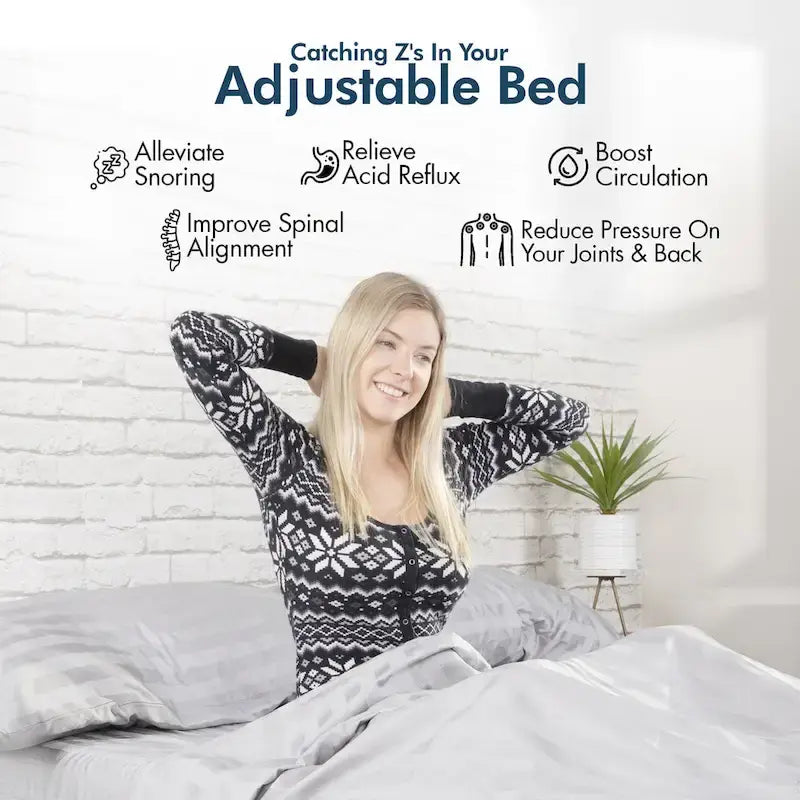 Sommier Réglable Gris avec Matelas en Mousse à Mémoire de Forme 35 cm à Gel Rafraîchissant, Double Massage, USB, Gravité Zéro, pour 1-2 Personnes