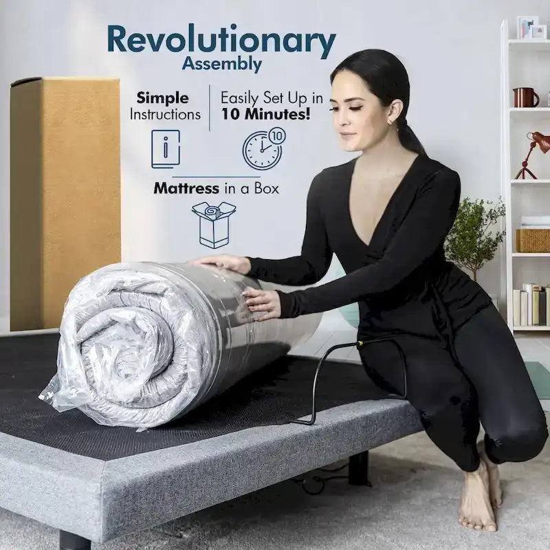 Sommier Réglable Gris avec Matelas en Mousse à Mémoire de Forme 35 cm à Gel Rafraîchissant, Double Massage, USB, Gravité Zéro, pour 1-2 Personnes
