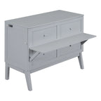 Lit escamotable mural Queen/Double gris/blanc avec port USB – 1 personne