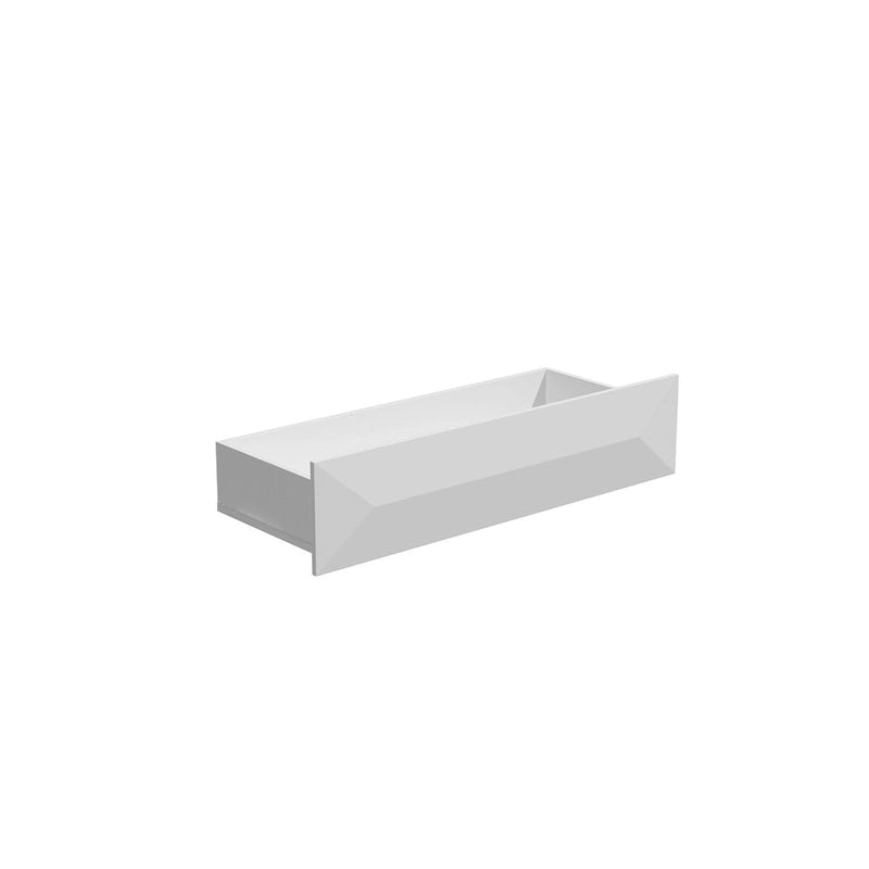 Commode haute asymétrique blanche avec pieds dorés