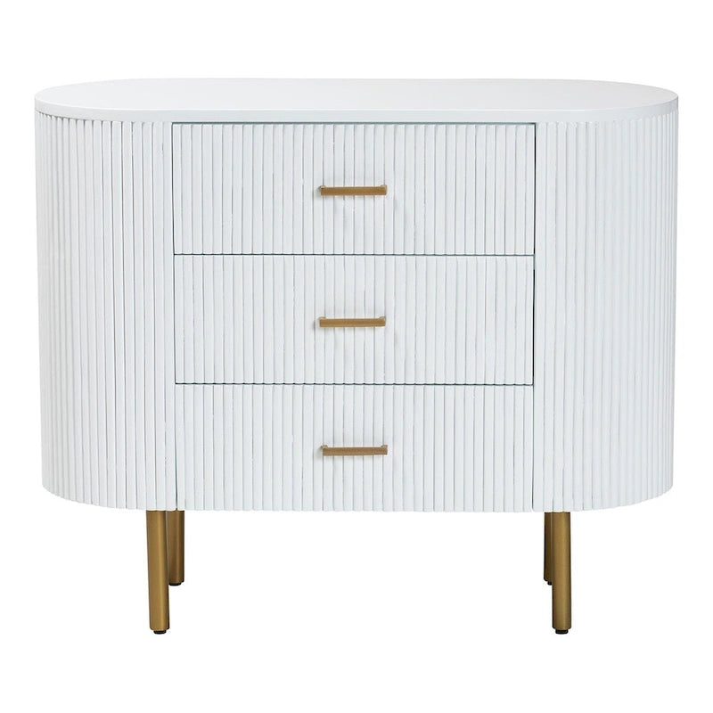 Commode à 3 tiroirs White & Gold Mid-Century, 1 personne