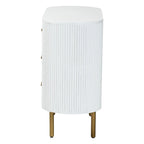 Commode 3 tiroirs Mid-Century Blanc & Or, 1 personne