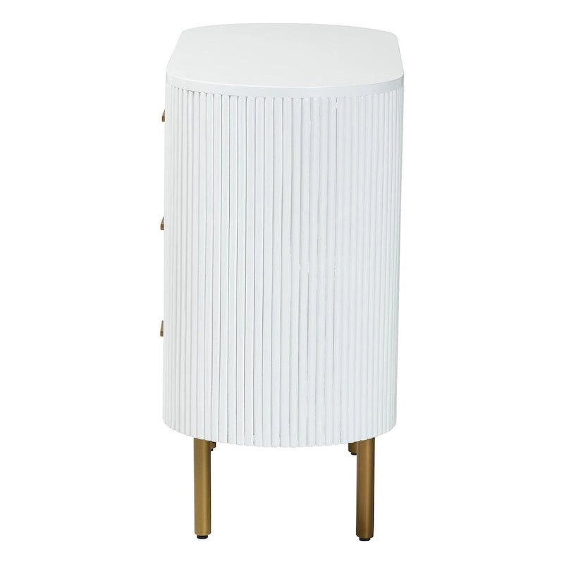 Commode à 3 tiroirs White & Gold Mid-Century, 1 personne