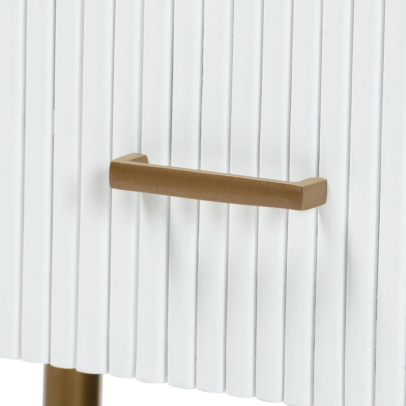 Commode à 3 tiroirs White & Gold Mid-Century, 1 personne