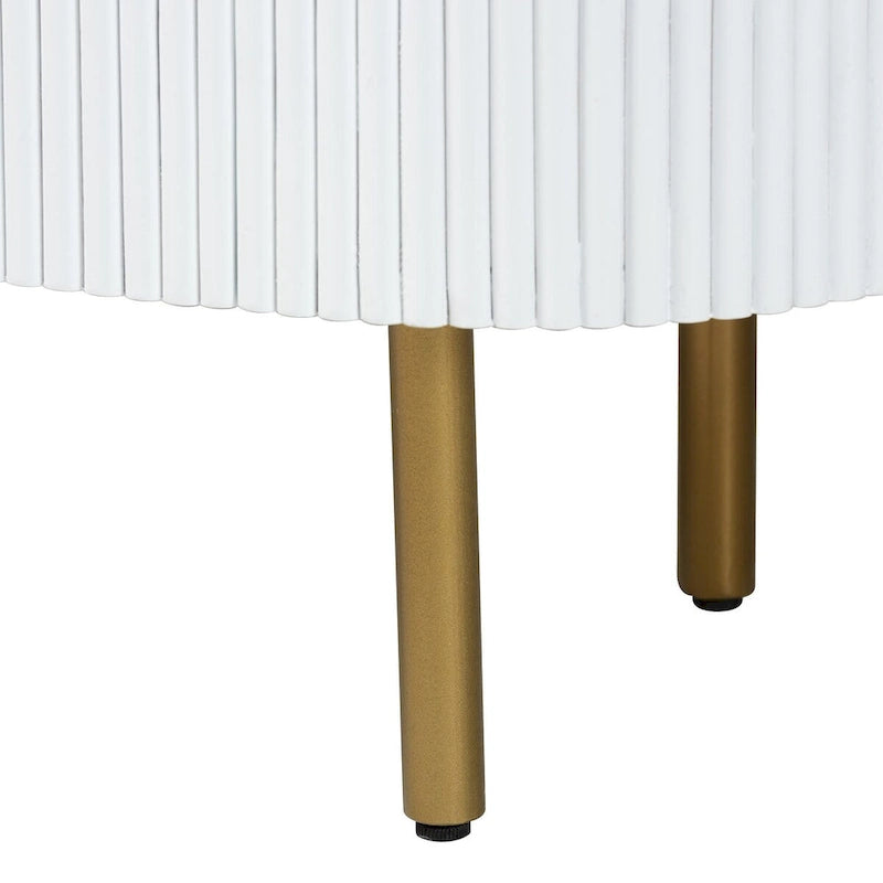 Commode 3 tiroirs Mid-Century Blanc & Or, 1 personne