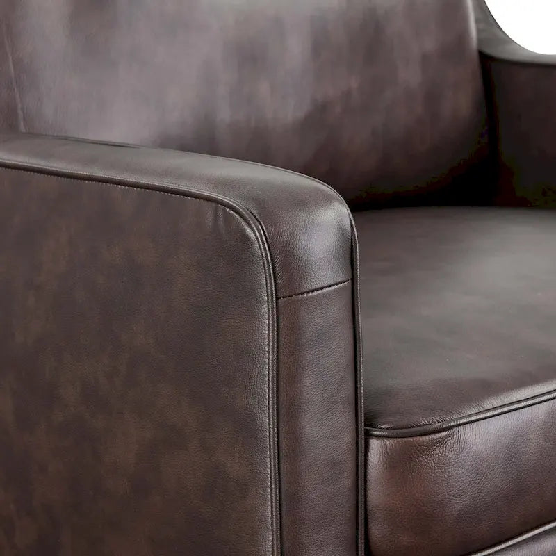 Fauteuil une place en cuir véritable marron clair/marron