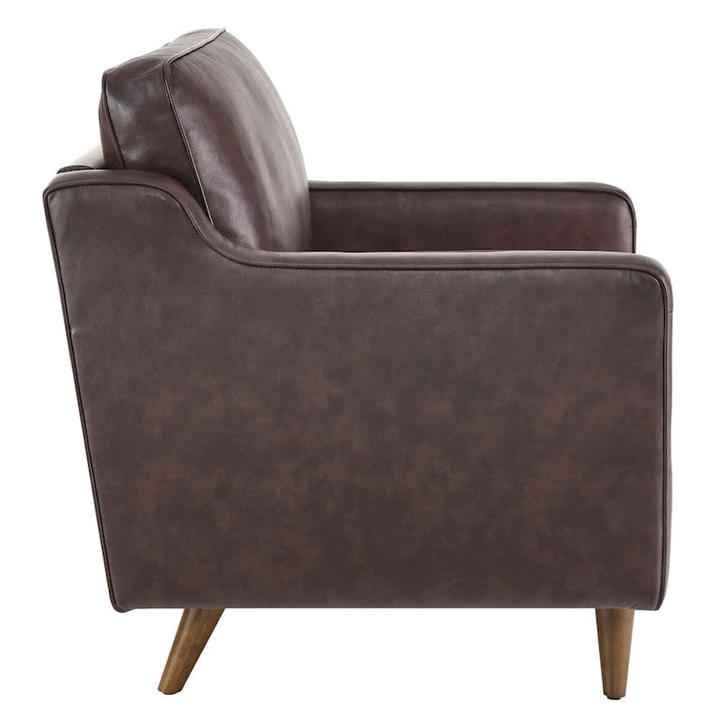 Fauteuil une place en cuir véritable marron clair/marron