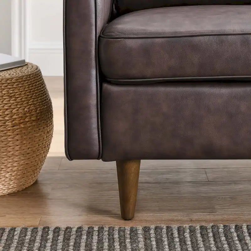 Fauteuil en cuir véritable (tanné/marron) – Une place