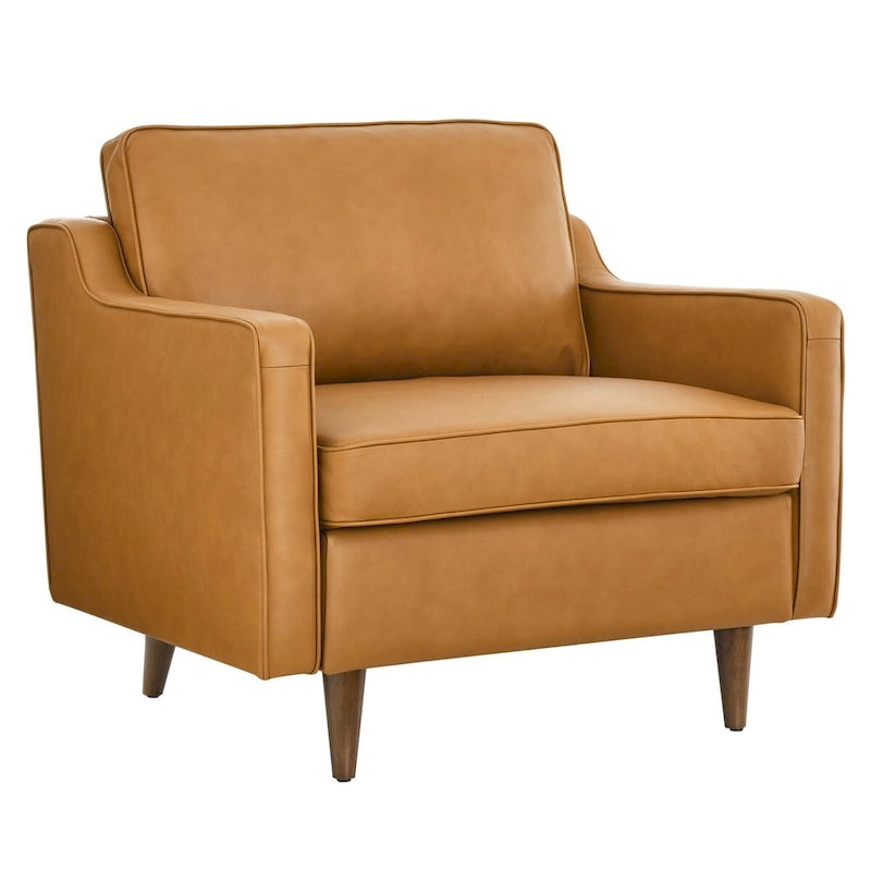 Fauteuil en cuir véritable (tanné/marron) – Une place