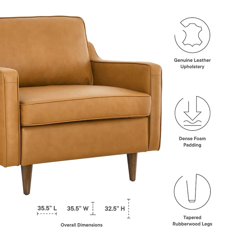Fauteuil en cuir véritable (tanné/marron) – Une place