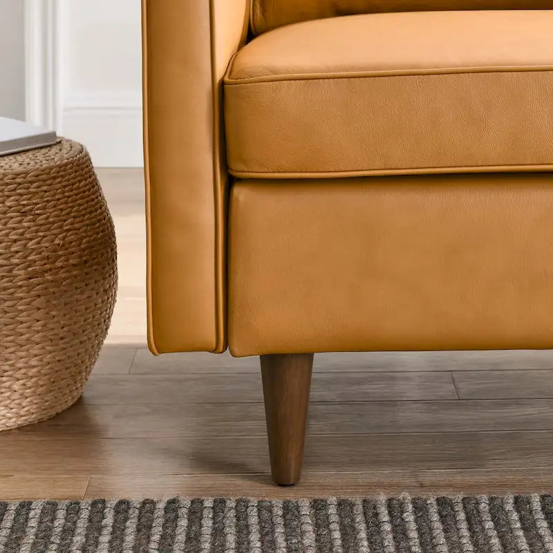 Fauteuil en cuir véritable (tanné/marron) – Une place