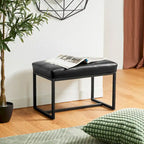 Pouf ottoman capitonné, simili cuir, une place – Noir / Marron / Vert chasseur / Bleu marine / Fauve