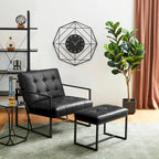 Pouf ottoman capitonné, simili cuir, une place – Noir / Marron / Vert chasseur / Bleu marine / Fauve