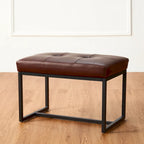 Pouf ottoman capitonné, simili cuir, une place – Noir / Marron / Vert chasseur / Bleu marine / Fauve