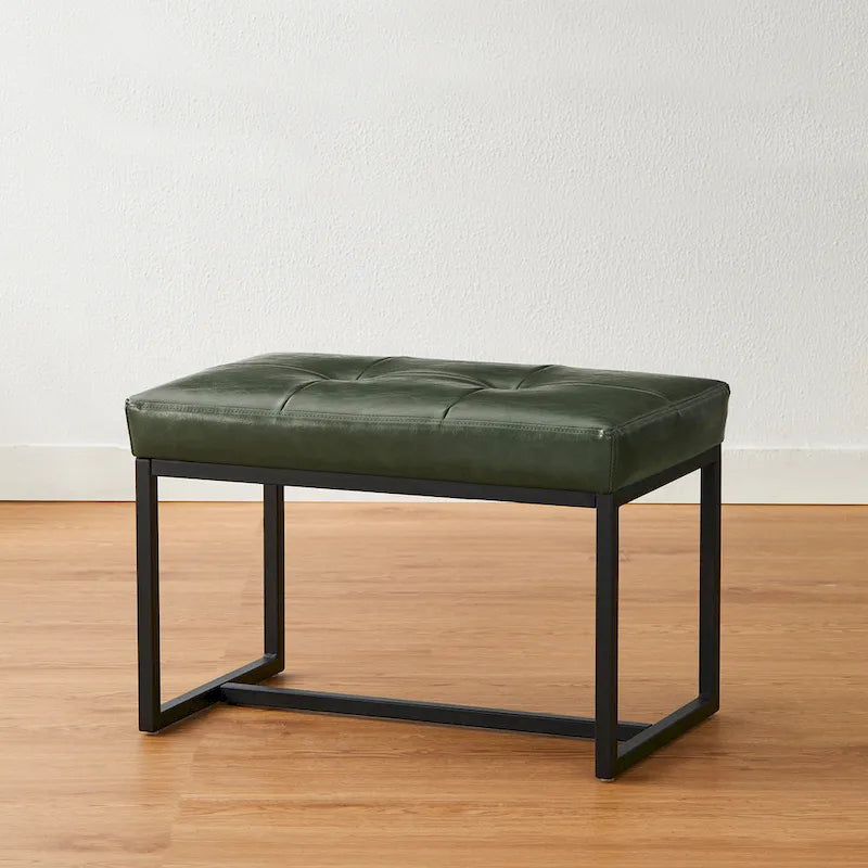 Pouf ottoman capitonné, simili cuir, une place – Noir / Marron / Vert chasseur / Bleu marine / Fauve
