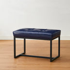 Pouf ottoman capitonné, simili cuir, une place – Noir / Marron / Vert chasseur / Bleu marine / Fauve