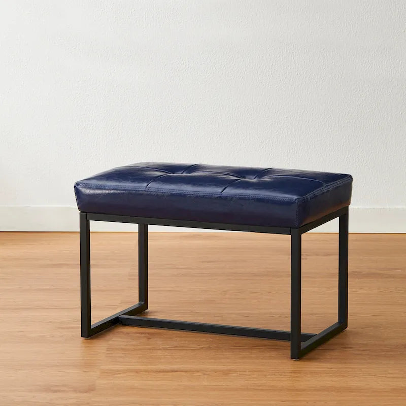 Pouf ottoman capitonné, simili cuir, une place – Noir / Marron / Vert chasseur / Bleu marine / Fauve